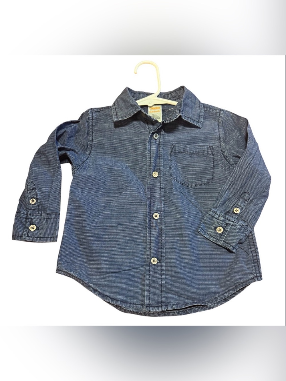 Gymboree Boys Blue Pinstripe Button Front Shirt 18-24 Months Long Sleeve